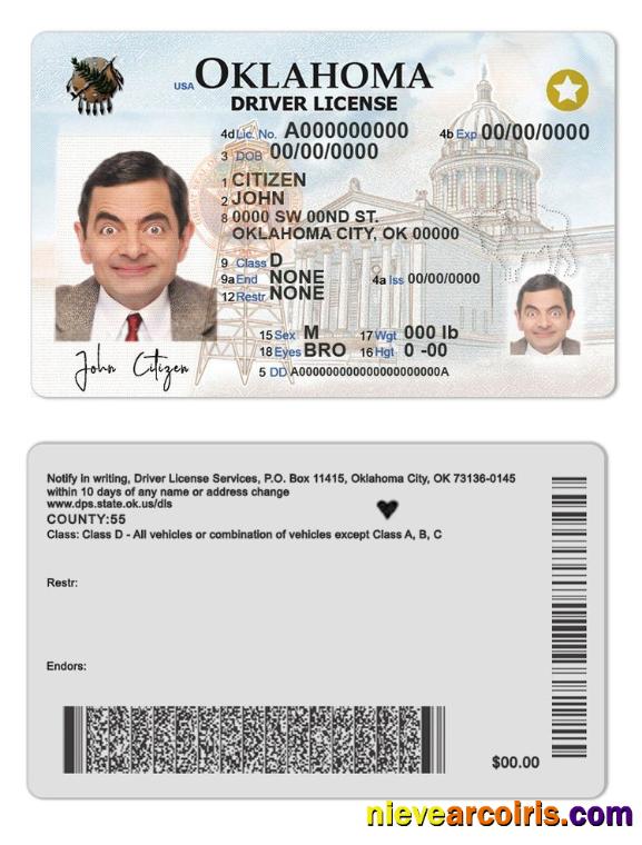 USA Oklahoma driving license, (2020 – present)